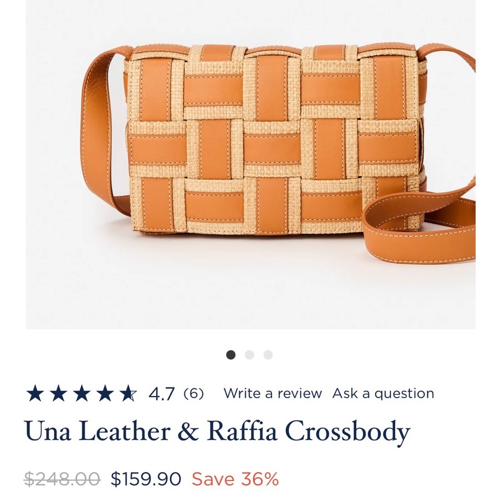 New J McLaughlin Woven Leather and Raffia Crossbody Bag .. new w/o tag